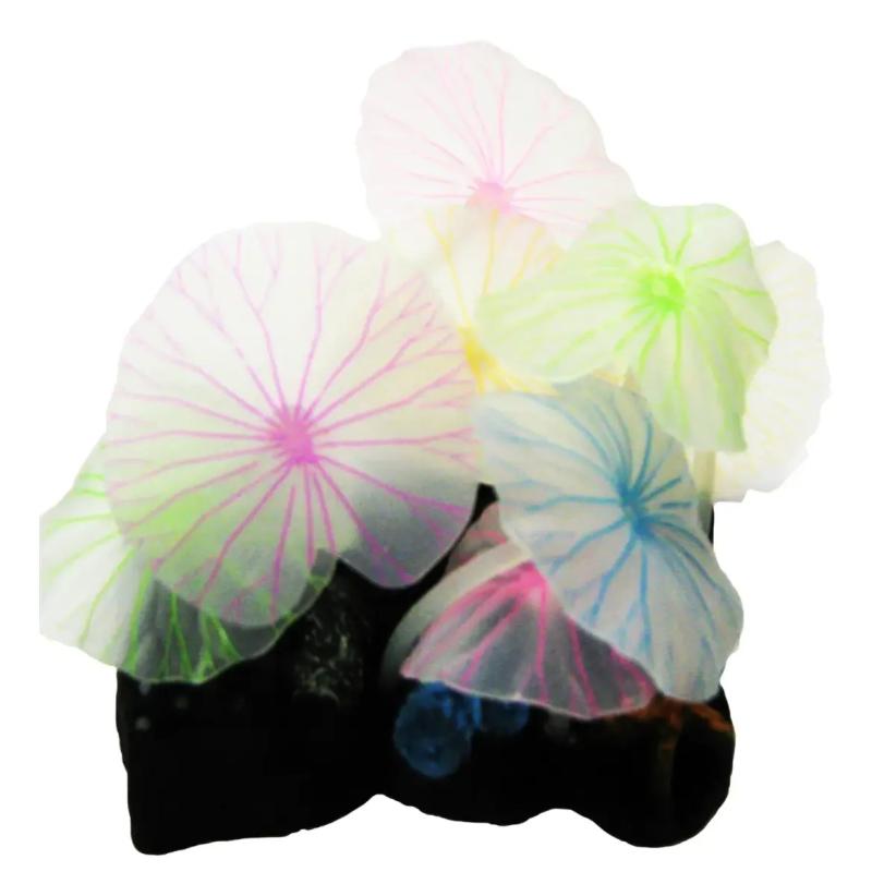 Adorno Hojas De Loto Silicona Multicolor Acuario Pecera