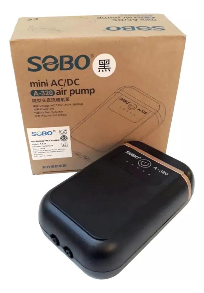 Aireador Recargable 2 Salidas A320 2x3l/m 2w Sobo Acuario