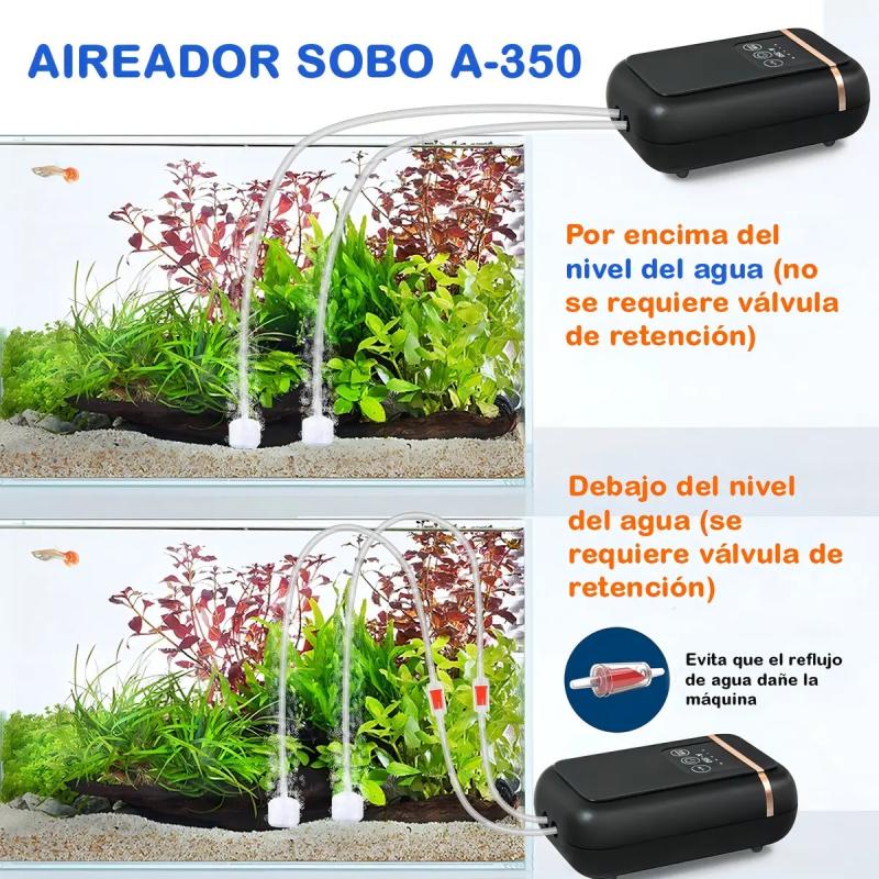 Aireador Recargable 2 Salidas A350 2x3l/m 3.5w Sobo Acuario