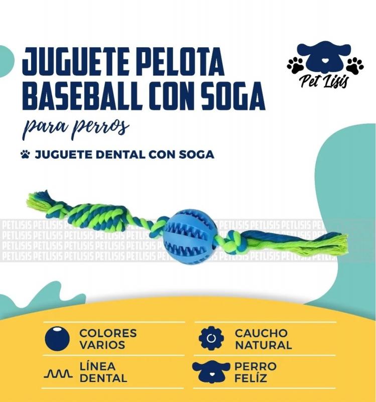 Juguete Pelota Beisbol C/ Soga Perros Cachorros Trixie