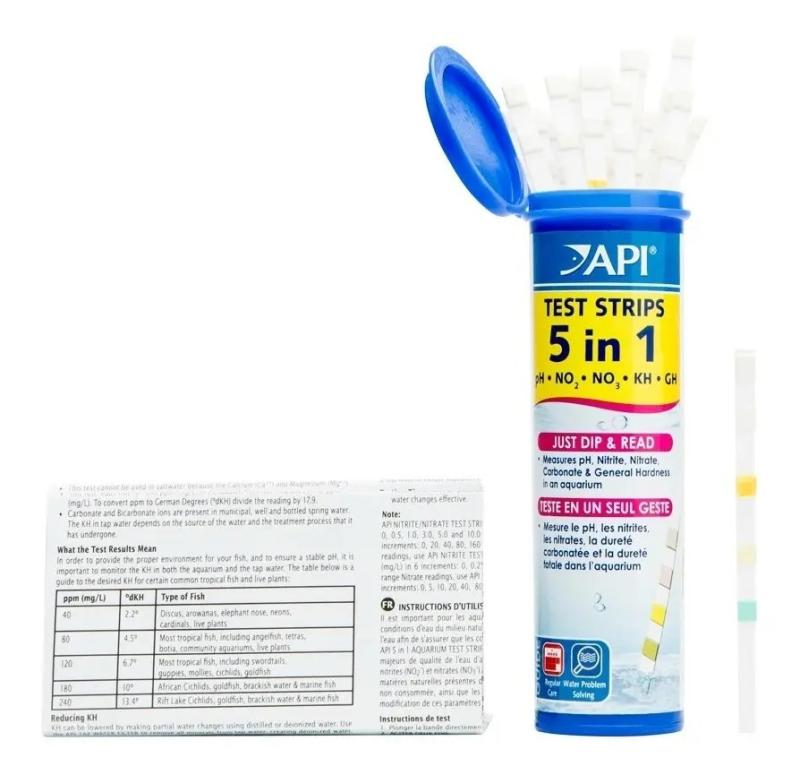 Test 5 En 1 Api 25 Tiras Ph Kh Gh No3 No2 Pecera Acuario