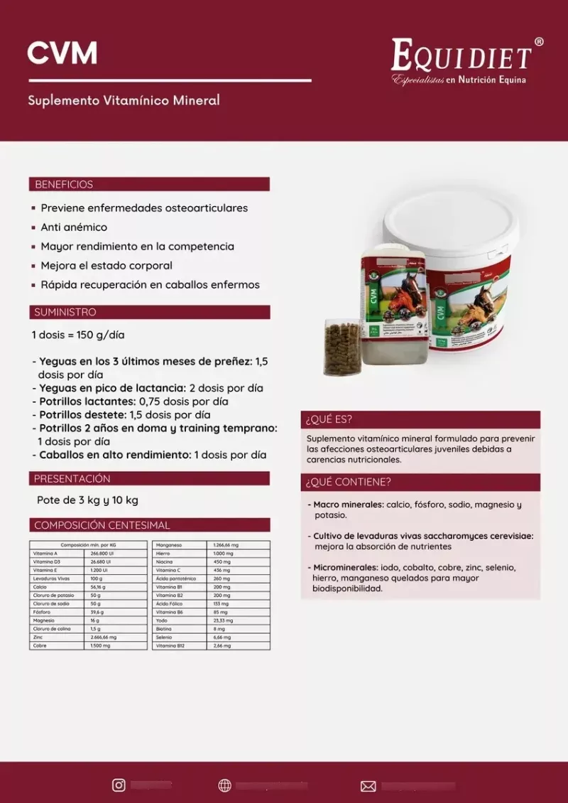 Equidiet Cvm 10kg Vitaminas Minerales Probioticos Caballos