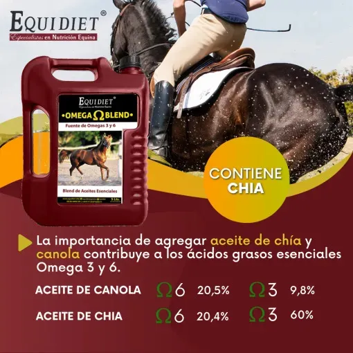 Aceite Esencial Omega Blend Equidiet Chía Canola 5L Caballos