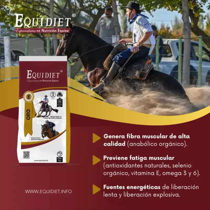 Alimento Para Caballos Equidiet Oro 25kg Suplemento Granulado