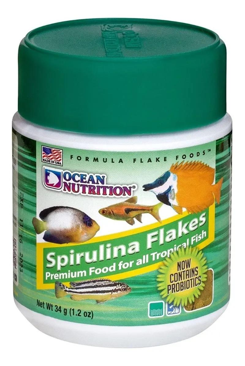 Alimento Peces Spirulina Flakes 34gr Ocean Nutrition Acuario