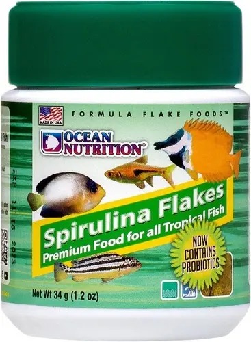 Alimento Peces Spirulina Flakes 34gr Ocean Nutrition Acuario