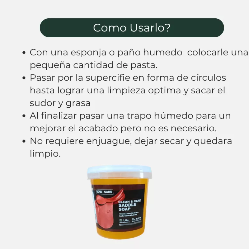 Equi Care Saddle Soap 1,2 Kg Jabón Glicerina Para Monturas