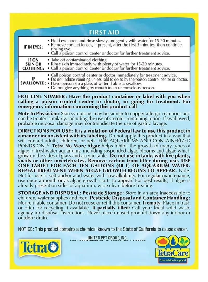 Control De Algas No More Algae 39gr Tetra Acuario Pecera