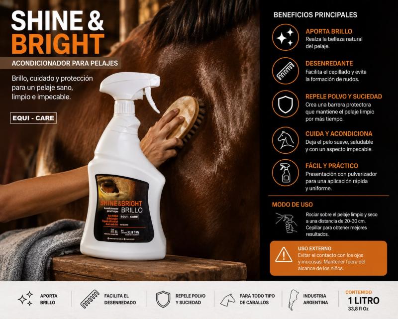 Spray Para Brillo Cola Y Crines Caballos Equi Care 1L