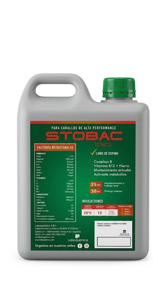 Suplemento Vitaminico Tonico Stobac 1lt Laboquimica Equinos