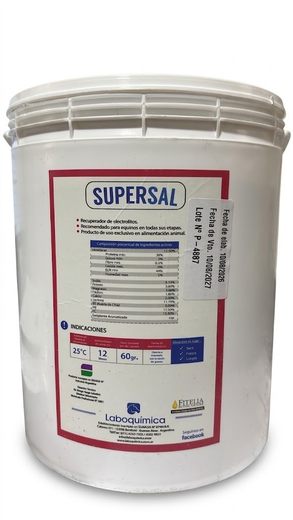 Suplemento Electrolitos Super Sal 3kg Laboquimica Equinos