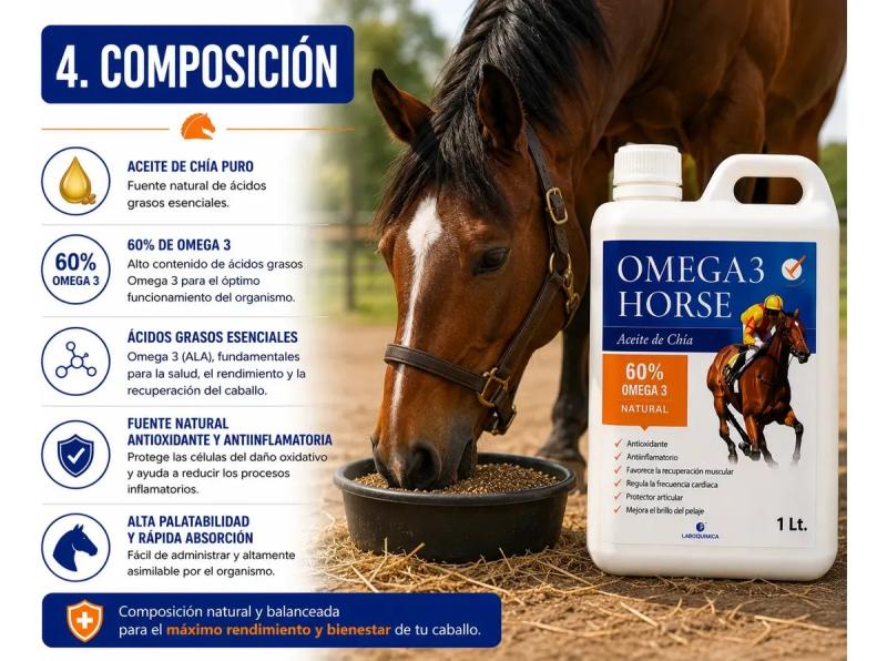 Suplemento Antiinflamatorio Omega 3 Horse 1lt Laboquimica