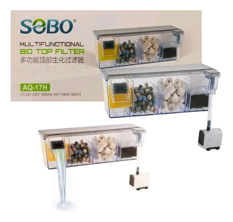 Filtro Externo Cascada Aq-17h 500l/h 6w Sobo Acuario Pecera
