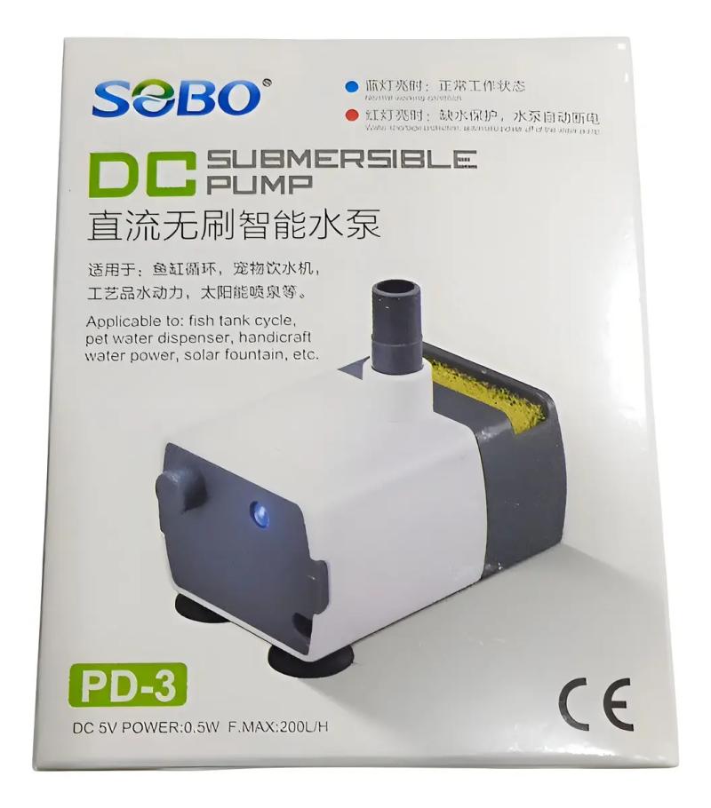 Bomba De Agua Sumergible Pd-3 200l/h 20cm 0.5w Sobo Acuario