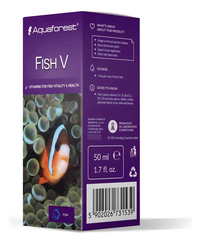 Suplemento Vitaminas Fish V 50ml Aquaforest Acuario Pecera