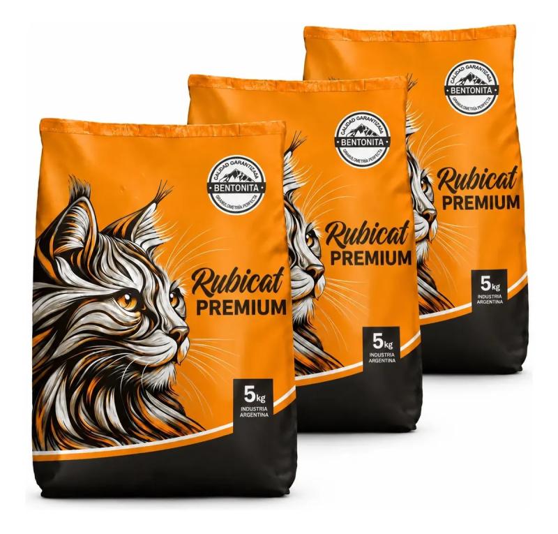 Piedritas Para Gatos Aglomerante Rubicat Premium 3x5kg Persa