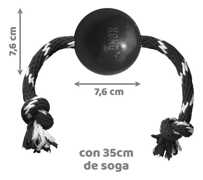 Juguete Pelota Con Soga Extreme Large Kong Perro Mascotas Negro