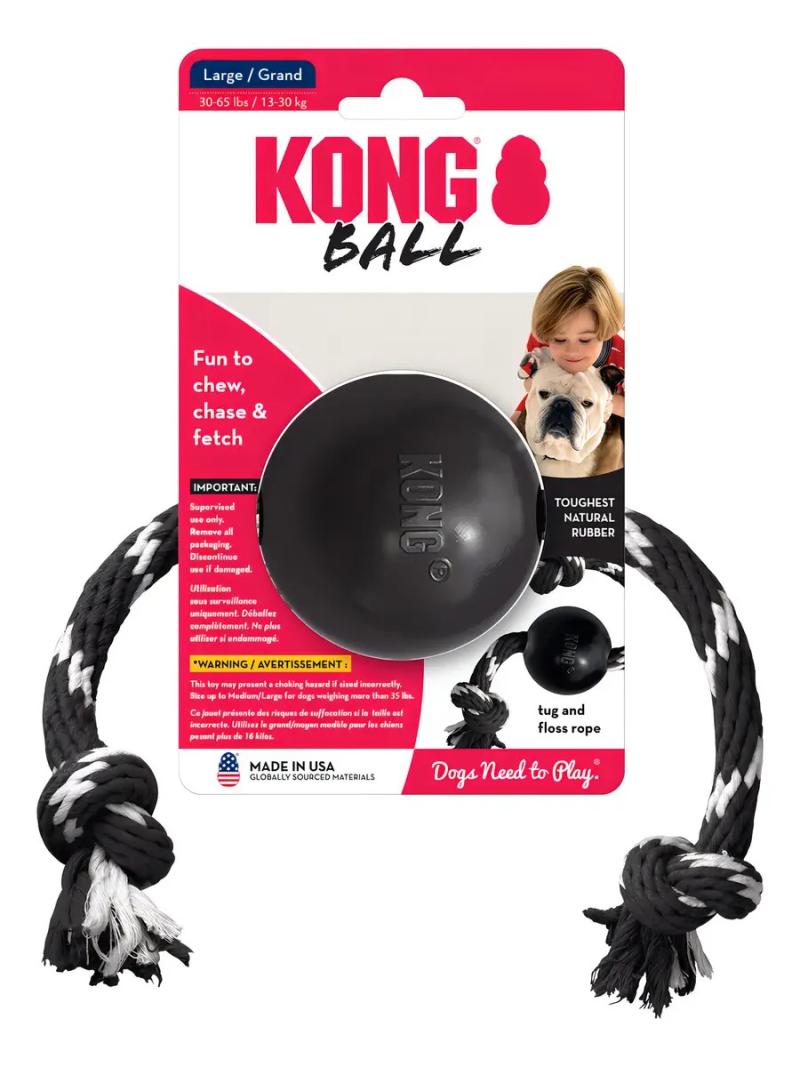 Juguete Pelota Con Soga Extreme Large Kong Perro Mascotas Negro