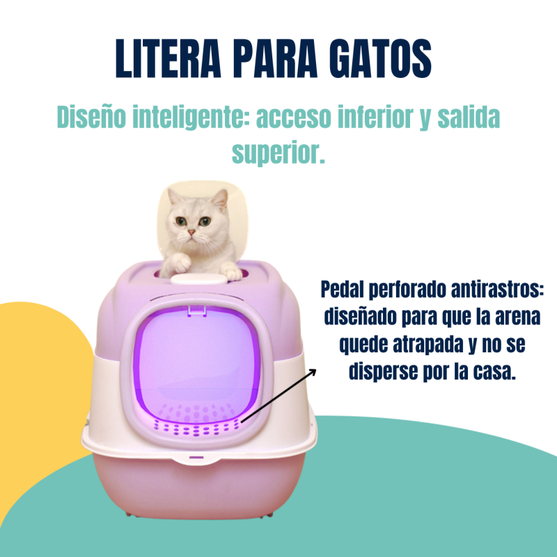 Litera Bandeja Cerrada America Con Luz UV Arenero Para Gato