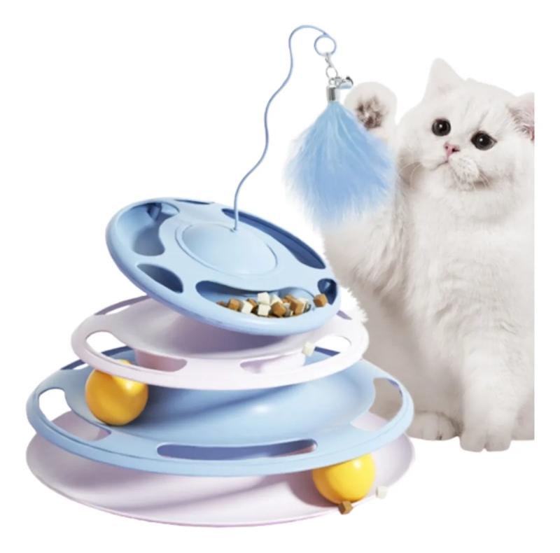 Juguete Interactivo Para Gatos Torre 3 Niveles Con Pelotas