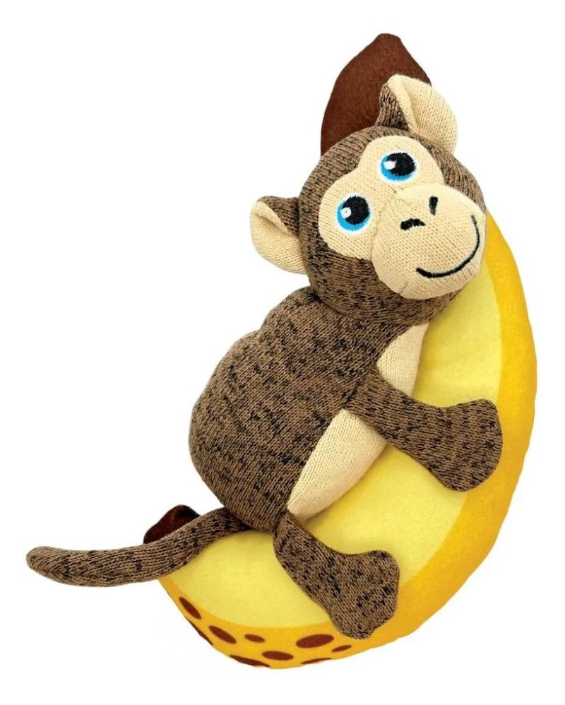 Juguete Peluche Monkey Banana Con Chifle Y Velcro Kong Perro