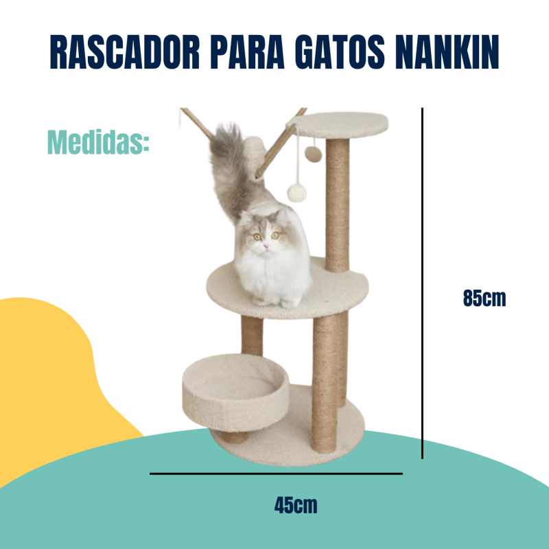 Rascador Torre Poste Gimnasio Nankin Para Gatos Mascotas