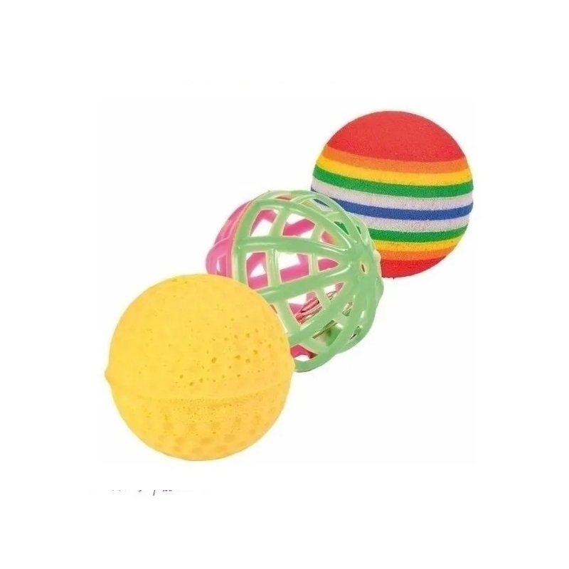 Juguete Set 3 Pelotas C/ Cascabel Gatos Mascotas Trixie