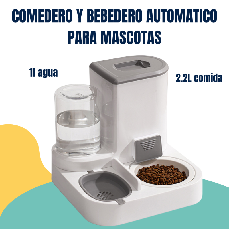 Comedero Bebedero Dispenser Doble Automatico 2,2lts Mascotas