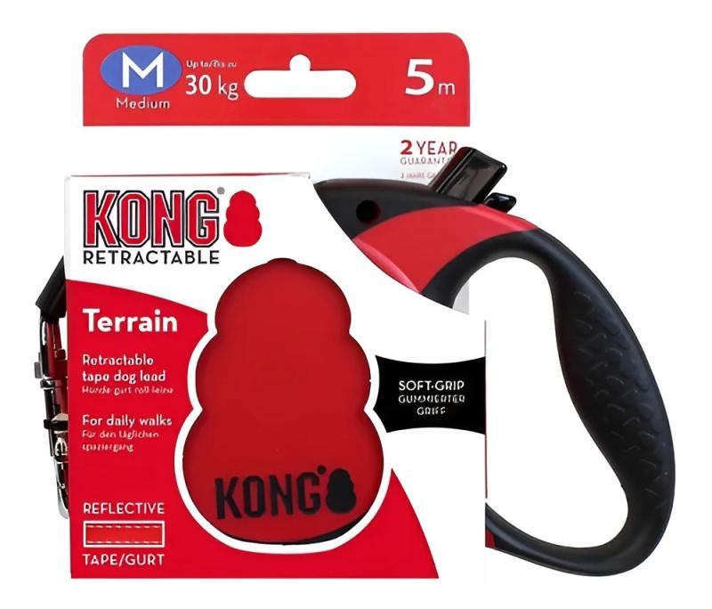 Correa Retractil Terrain Medium 5m Kong Para Perros Mascotas