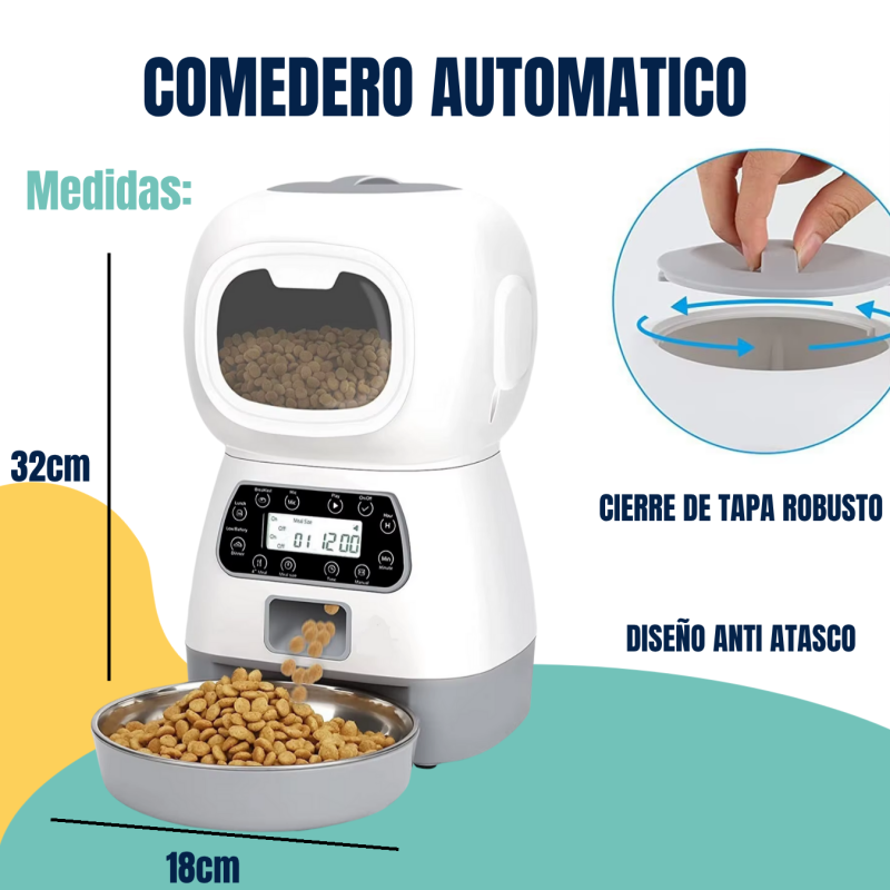 Comedero Dispenser Automático De Alimentos 3,5 Perros Gatos