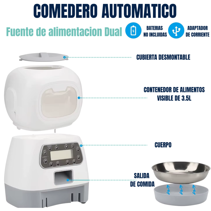 Comedero Dispenser Automático De Alimentos 3,5 Perros Gatos