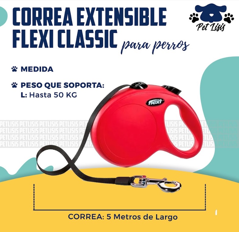 Correa Extensible Flexi Classic L 5m / 50 Kg Perros