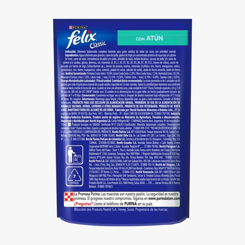 Felix Pouch Gato Adulto Atun 85gr x15u