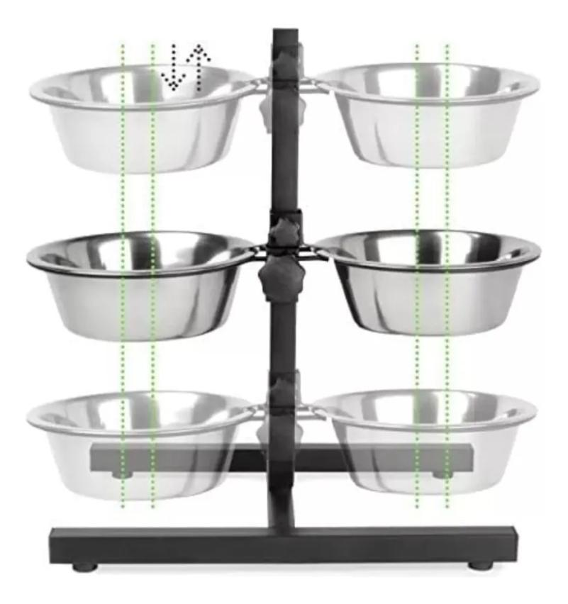 Comedero Y Bebedero Doble Elevado Ajustable 1,8lt Mascotas