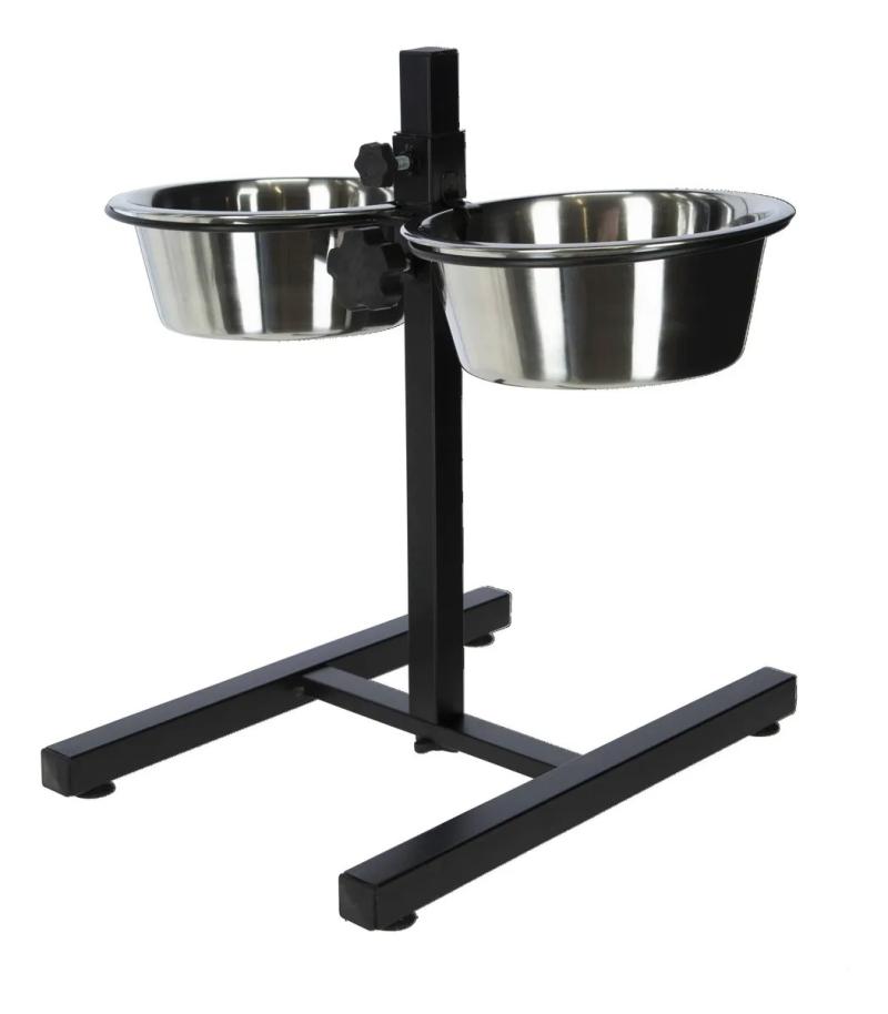 Comedero Y Bebedero Doble Elevado Ajustable 1,8lt Mascotas