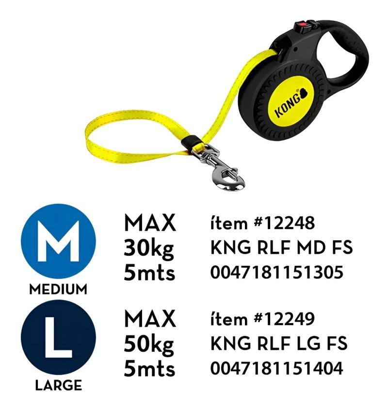 Correa Retractil Reflect Medium 5m Kong Para Perros Mascotas