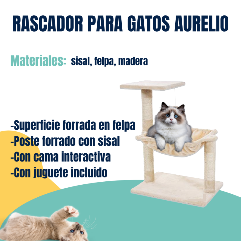 Rascador Aurelio Felpa Gatos Persa Siames Mascotas Petlisis