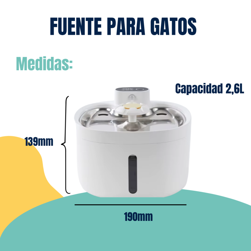 Fuente Bebedero Dispenser De Agua Acero 2,6lt Perros Gatos