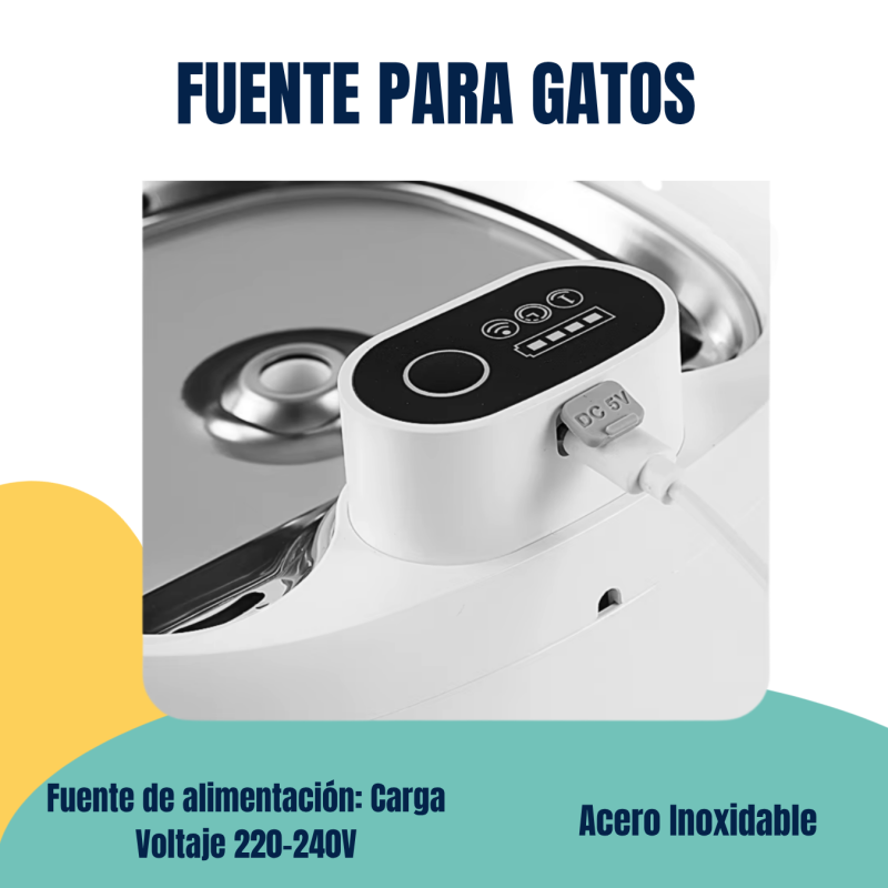 Fuente Bebedero Dispenser De Agua Acero 2,6lt Perros Gatos