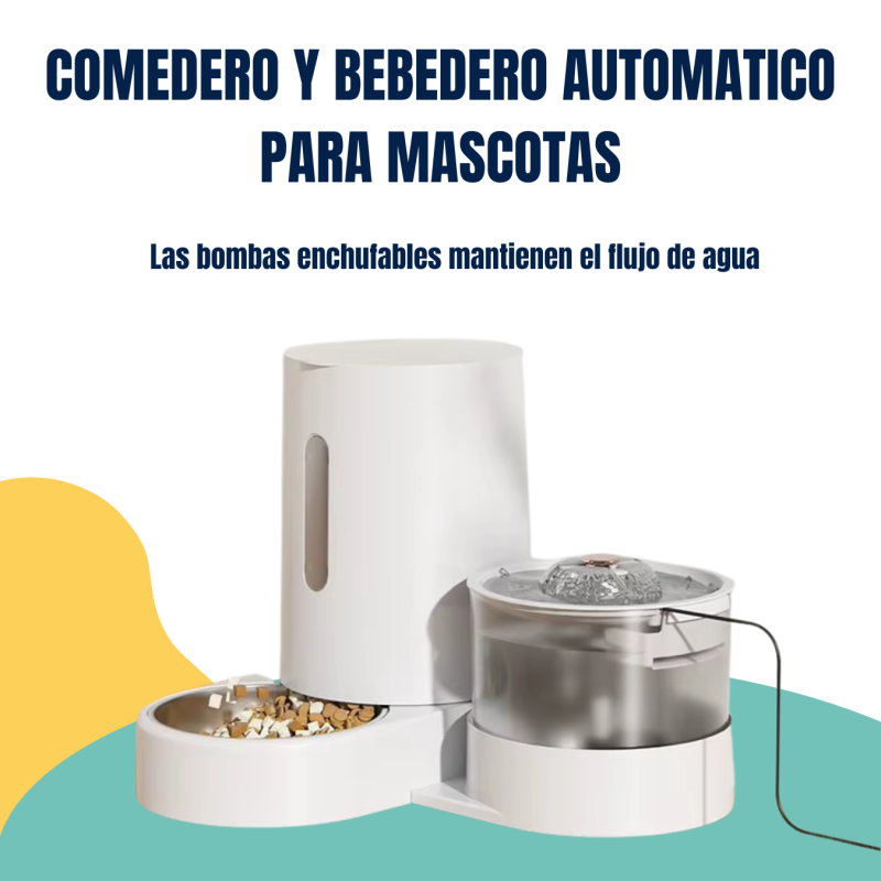 Comedero Bebedero Dispenser Doble Automatico 1,8lt Giratorio Mascotas