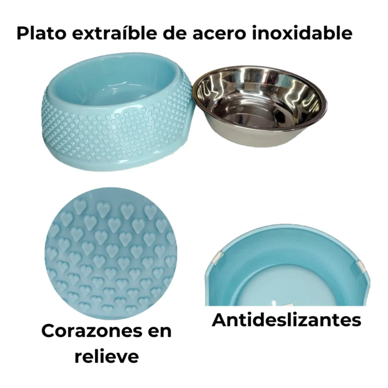 Comedero Bebedero Corazones Perros Gatos
