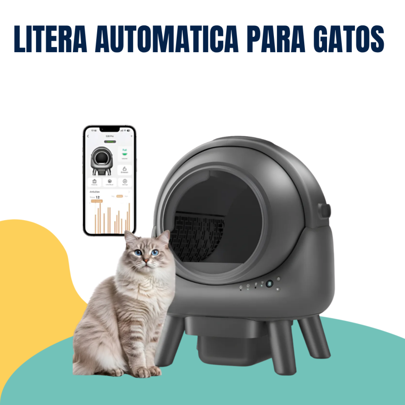 Litera Automática Inteligente Gatos Negra Autolimpiante Wifi
