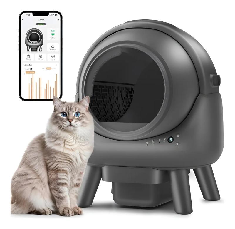 Litera Automática Inteligente Gatos Negra Autolimpiante Wifi