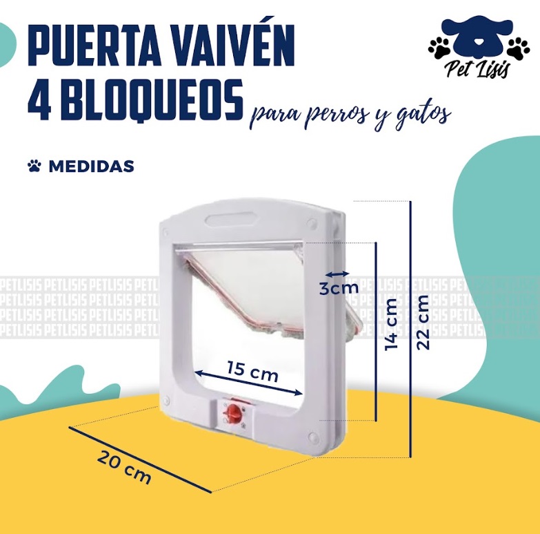 Puerta Vaiven 4 Bloqueos Perros Cachorros Mascotas