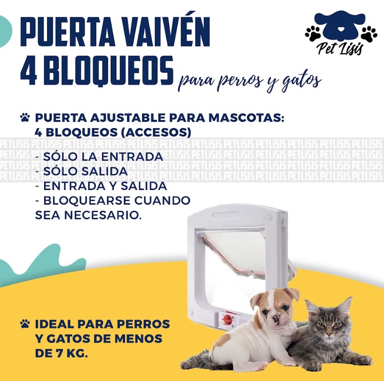 Puerta Vaiven 4 Bloqueos Perros Cachorros Mascotas