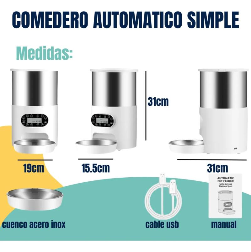 Dispenser Alimento Comedero Doble Automatico 3lt Mascotas