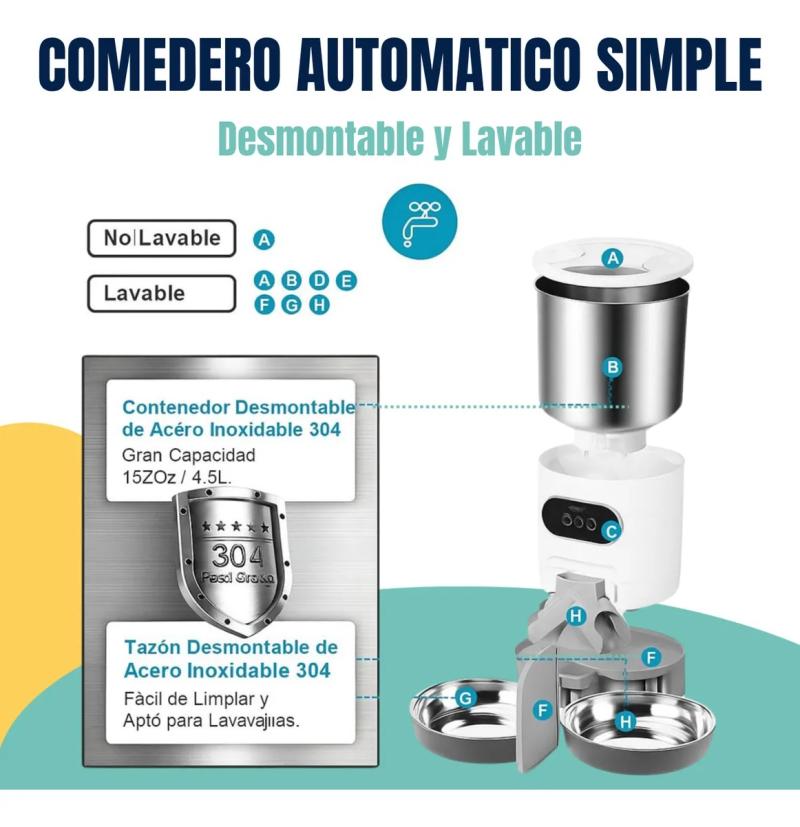 Dispenser Alimento Comedero Doble Automatico 3lt Mascotas