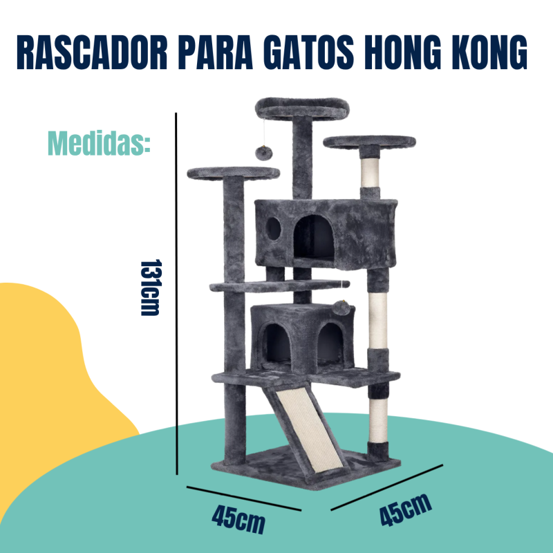 Rascador Gimansio Felpa Siames Torre Hong Kong Para Gatos