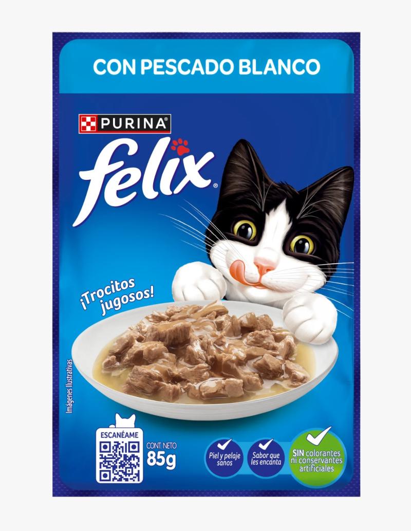 Felix Pouch Gato Adulto Pescado Blanco 85gr x15u