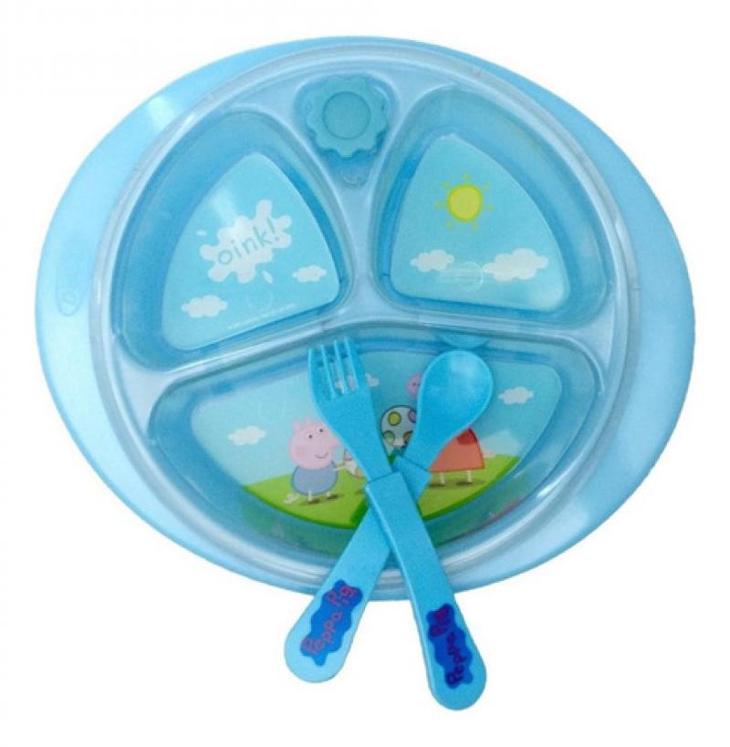 Plato Térmico Peppa Pig Cubiertos Con Sopapa Antideslizante. Dispita cod 60015